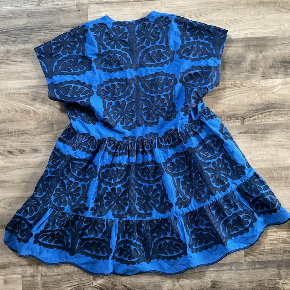 ZARA Embroidered Tunic Short Dress Cobalt Blue Size XS Bloggers Fave - Picture 3 of 4
